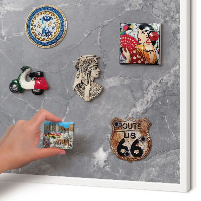 Panneau magnétique décoratif cadre noir Marbre gris