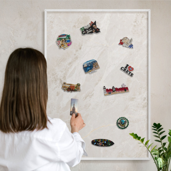 Tableau mural pour aimants dans un cadre noir Élégance crémeuse