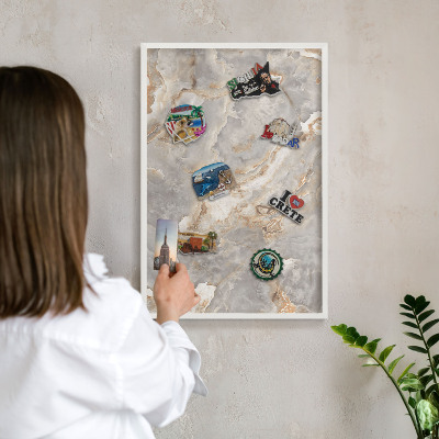 Tableau mural pour aimants dans un cadre noir Élégance du marbre