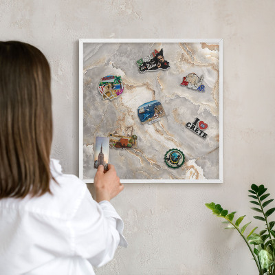Tableau mural pour aimants dans un cadre noir Élégance du marbre