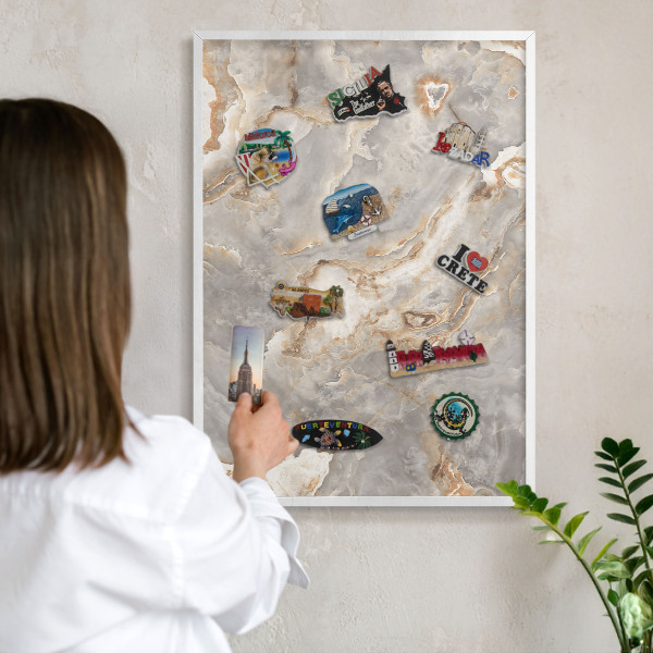 Tableau mural pour aimants dans un cadre noir Élégance du marbre
