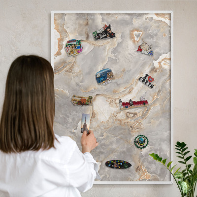 Tableau mural pour aimants dans un cadre noir Élégance du marbre