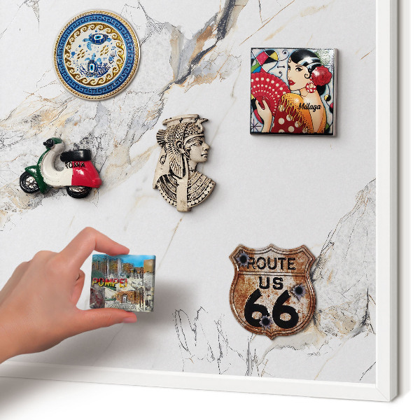 Tableau mural pour aimants dans un cadre noir Effet marbre