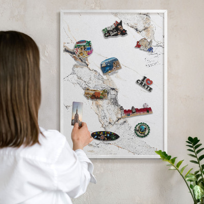 Tableau mural pour aimants dans un cadre noir Effet marbre