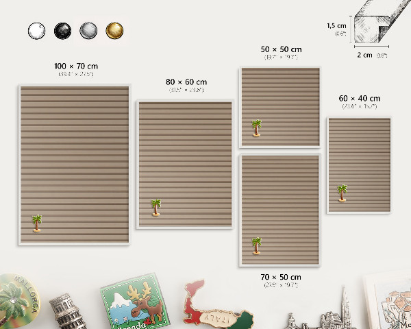 Tableau mural pour aimants dans un cadre noir Rayures verticales