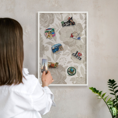 Tableau mural pour aimants dans un cadre noir Fleurs vintage