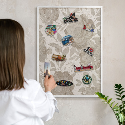 Tableau mural pour aimants dans un cadre noir Fleurs vintage