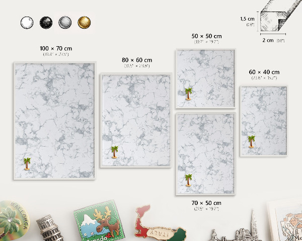Tableau mural pour aimants dans un cadre noir Esthétique du marbre