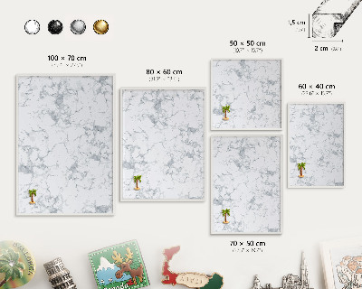 Tableau mural pour aimants dans un cadre noir Esthétique du marbre