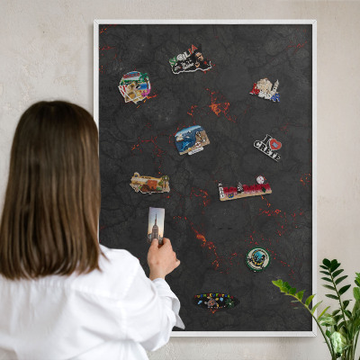 Panneau magnétique décoratif cadre noir Lave volcanique
