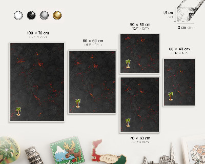 Panneau magnétique décoratif cadre noir Lave volcanique