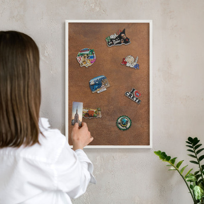 Tableau mural pour aimants dans un cadre noir Texture brune