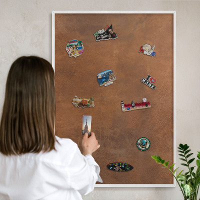 Tableau mural pour aimants dans un cadre noir Texture brune