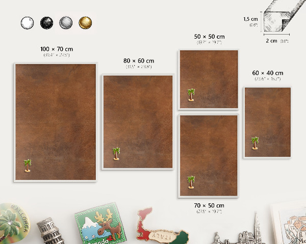 Tableau mural pour aimants dans un cadre noir Texture brune