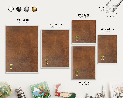 Tableau mural pour aimants dans un cadre noir Texture brune