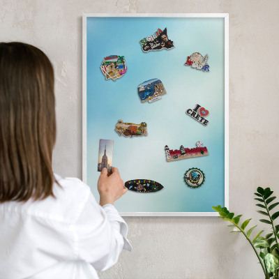 Tableau mural pour aimants dans un cadre noir Ciel bleu