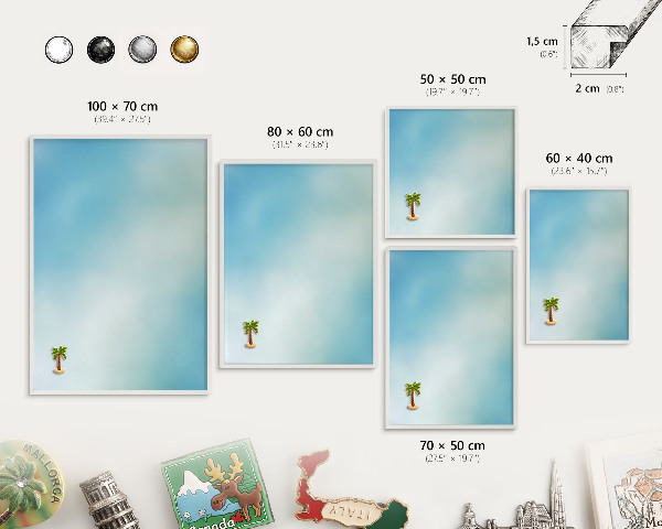 Tableau mural pour aimants dans un cadre noir Ciel bleu