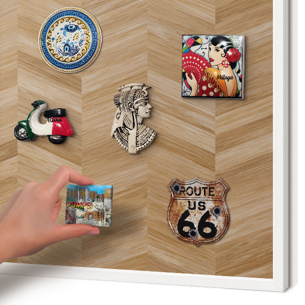Panneau magnétique décoratif cadre noir Chevrons en bois