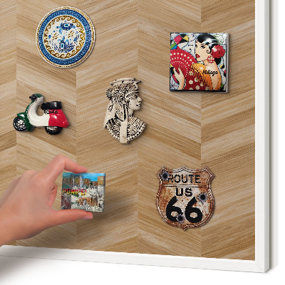 Panneau magnétique décoratif cadre noir Chevrons en bois