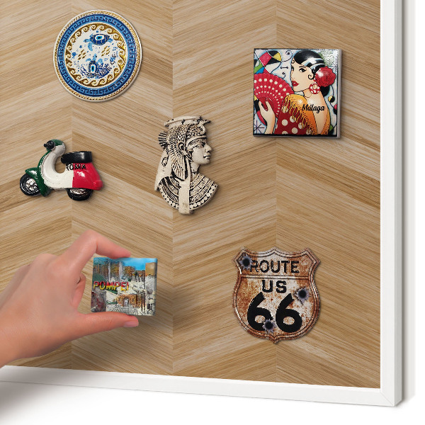 Panneau magnétique décoratif cadre noir Chevrons en bois
