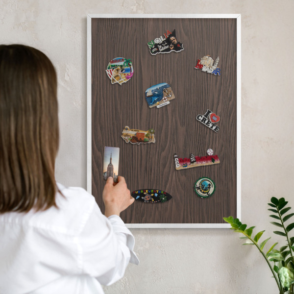 Tableau mural pour aimants dans un cadre noir Bois naturel