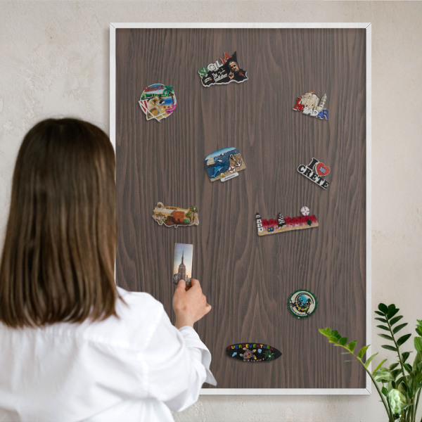 Tableau mural pour aimants dans un cadre noir Bois naturel