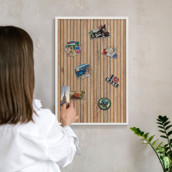 Panneau magnétique décoratif cadre noir Planches de bois