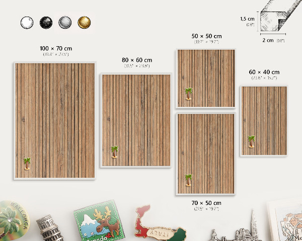 Panneau magnétique décoratif cadre noir Planches de bois