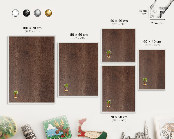Panneau magnétique décoratif cadre noir Bois brun