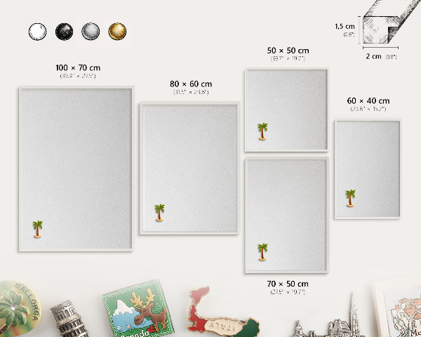 Tableau mural pour aimants dans un cadre noir Texture blanche
