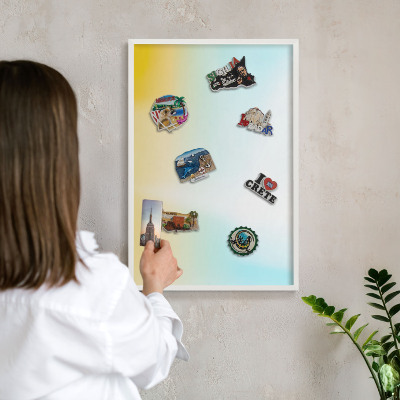 Tableau mural pour aimants dans un cadre noir Détente pastel