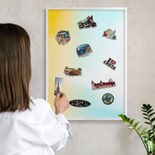 Tableau mural pour aimants dans un cadre noir Détente pastel