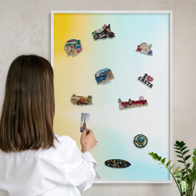 Tableau mural pour aimants dans un cadre noir Détente pastel
