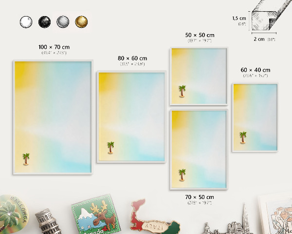 Tableau mural pour aimants dans un cadre noir Détente pastel