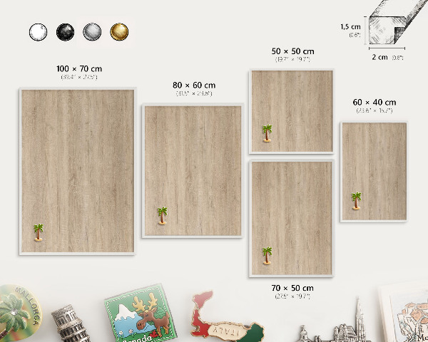 Panneau magnétique décoratif cadre noir Fond en bois