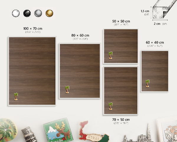 Tableau mural pour aimants dans un cadre noir Fond en bois