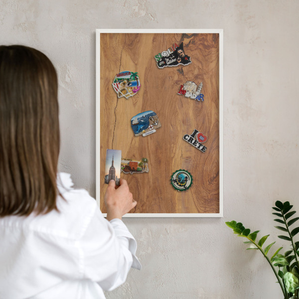 Tableau mural pour aimants dans un cadre noir Bois naturel