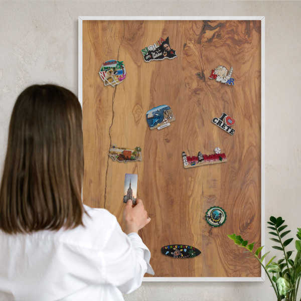 Tableau mural pour aimants dans un cadre noir Bois naturel