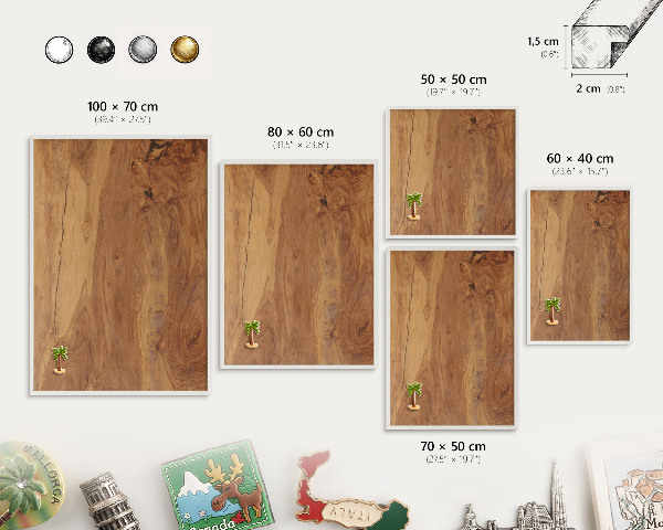Tableau mural pour aimants dans un cadre noir Bois naturel