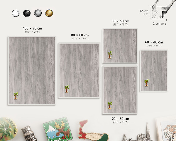 Panneau magnétique décoratif cadre noir Texture bois