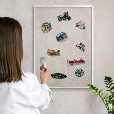 Tableau mural pour aimants dans un cadre noir Élégance grise