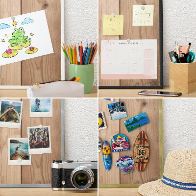 Tableau mural pour aimants dans un cadre noir Texture bois
