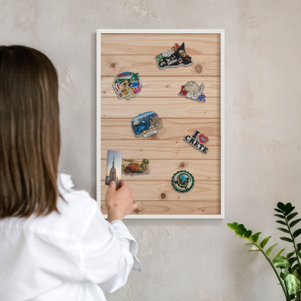 Panneau magnétique décoratif cadre noir Motif en bois