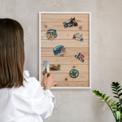 Panneau magnétique décoratif cadre noir Motif en bois