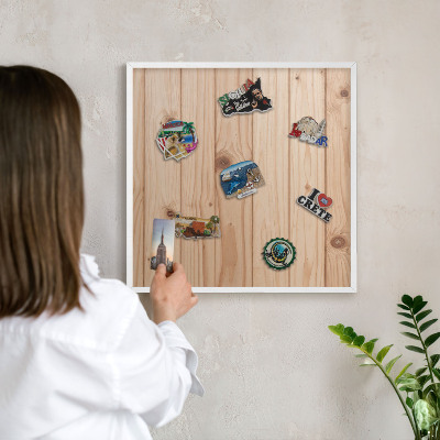 Panneau magnétique décoratif cadre noir Motif en bois