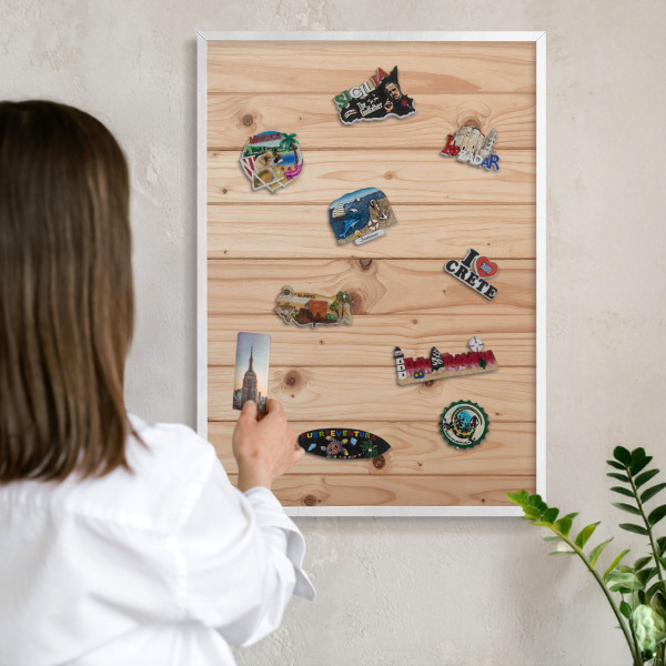 Panneau magnétique décoratif cadre noir Motif en bois