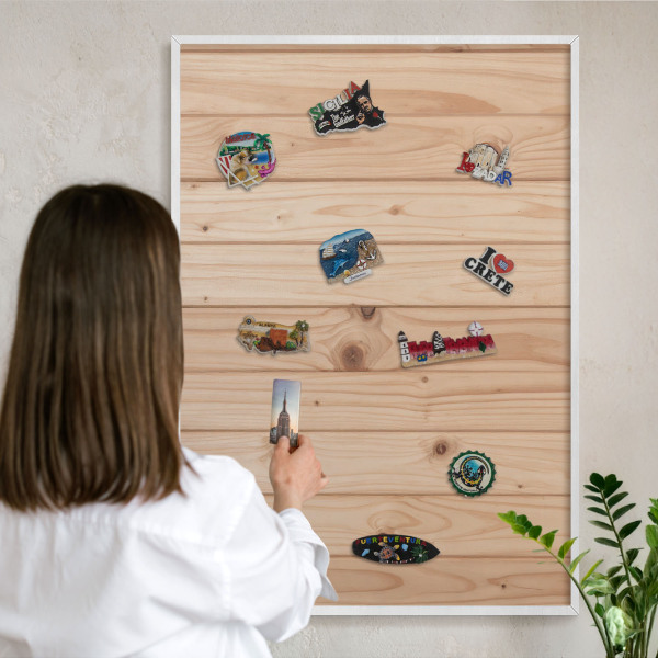 Panneau magnétique décoratif cadre noir Motif en bois