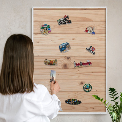 Panneau magnétique décoratif cadre noir Motif en bois