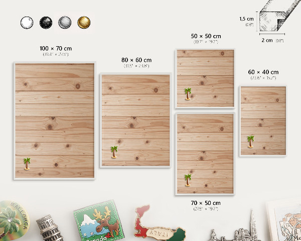 Panneau magnétique décoratif cadre noir Motif en bois