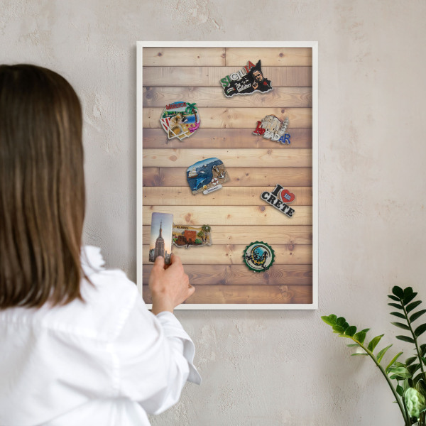 Tableau mural pour aimants dans un cadre noir Planches en bois